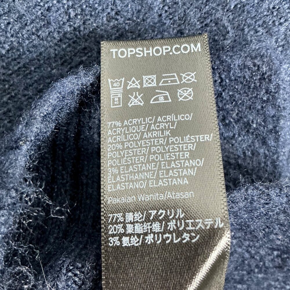 Topshop- Women's Blue Crew Neck Sweater Crop Soft Cozy Boxy- Navy- Size: S - Picture 8 of 10